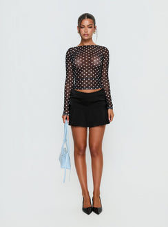 Rosenda Mesh Long Sleeve Top Black / White Polka