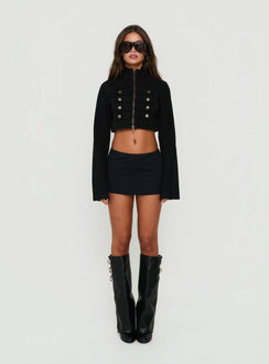 Stage Left Cropped Military Jacket Black