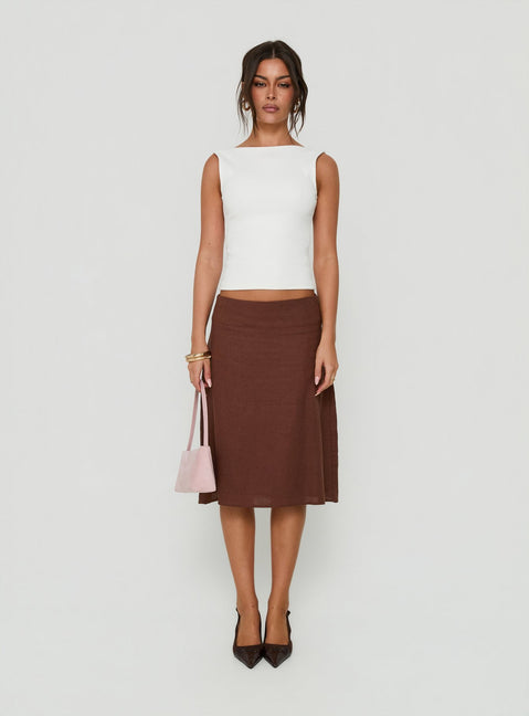 Baseline Rib Boat Neck Low Back Top White