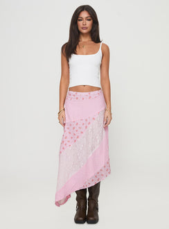   side view of model wearing Princess Polly Rennar Maxi Skirt Multi Maxi Skirts Skirts 