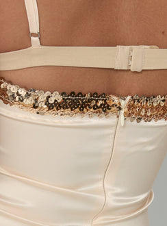 Myrah Layered Sequin Top Cream
