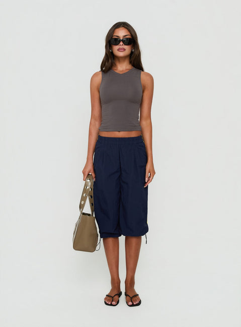 Camrynn High V Boxy Tank Top Slate