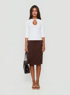 Soleia Keyhole 3/4 Sleeve Top White