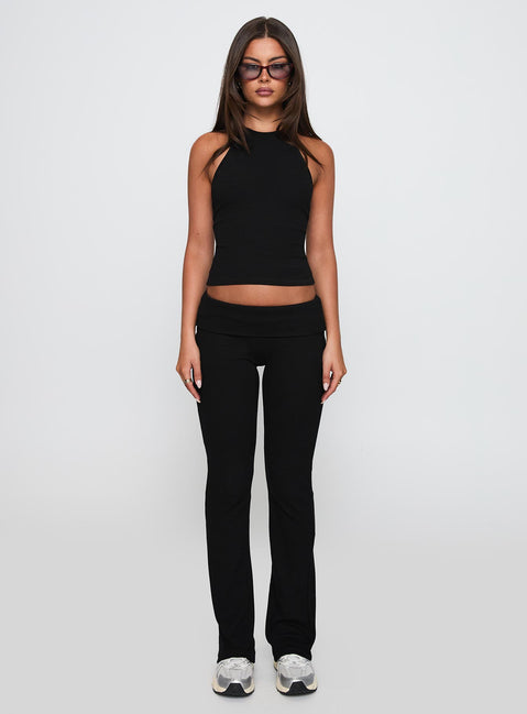 back view of model wearing Princess Polly Truth Be Told Straight Leg Pant Black Low Rise Pants 