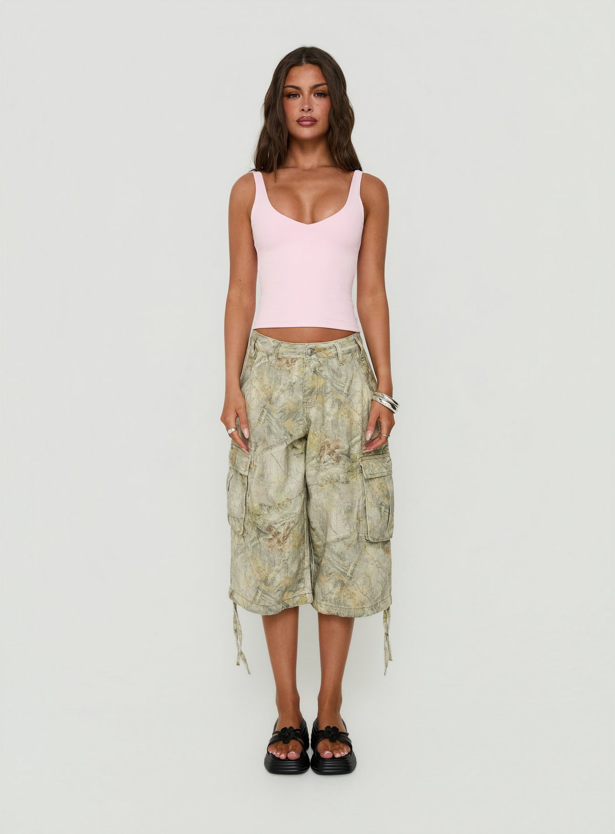 Daily Define V Neck Tank Top Pink