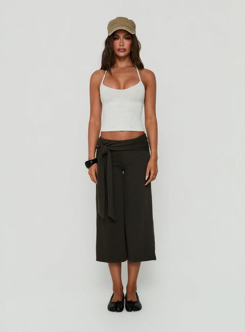 Allena Gaucho Tie Detail Shorts Slate