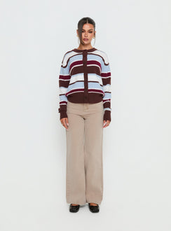 front view of model wearing Princess Polly Nicolo High Rise Straight Leg Jeans Concrete High Rise Jeans 