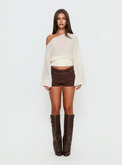 Idalina Slouchy Chiffon Top Cream