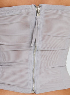 Oscuro Longline Mesh Corset Top Slate