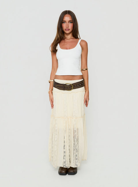 Odiana Lace Tiered Maxi Skirt Cream
