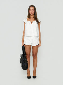 Luceah Frill Detail Mini Shorts White