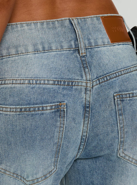 Designed with Ramos Low Rise Double Button Wide Leg Jeans Light Vintage Blue in womens-jeans with low-rise product