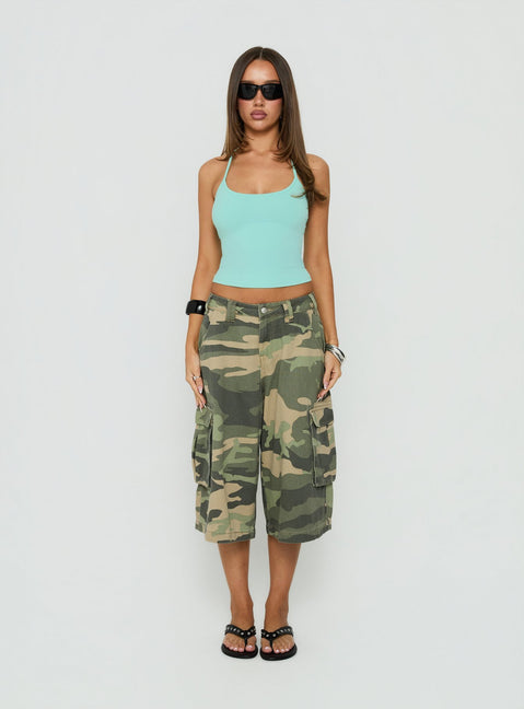 Daily Define Thin Strap Halter Tank Top Turquoise