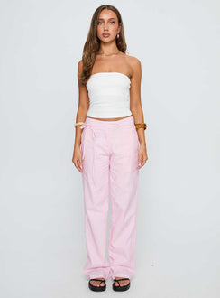 front view of model wearing Princess Polly Destini Tie Up Pant Pink Pants 