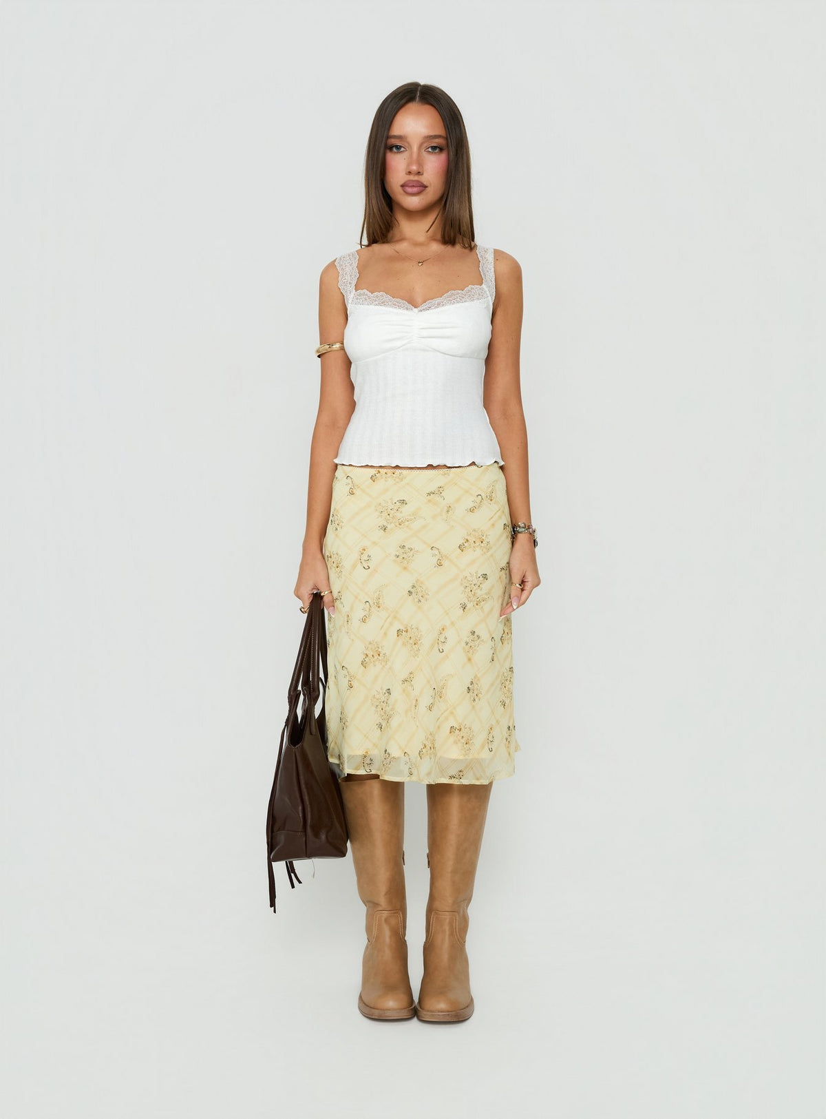 Tovvah Lace Detail Cami Top White