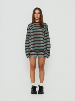 Settle Down Shorts Brown Stripe