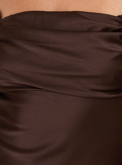 Zabbarra Off The Shoulder Mini Dress Chocolate