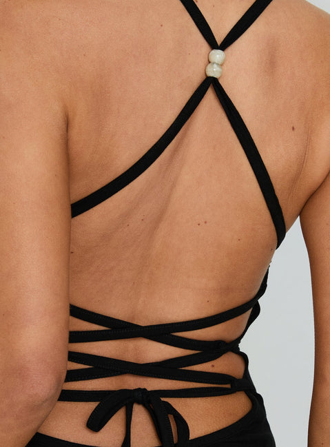 Pasita Halter Tie Up Maxi Dress Black