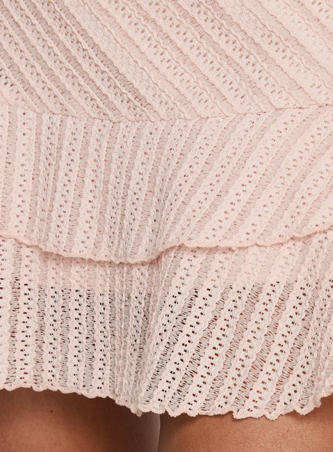 Miravelle Halter Frill Mini Dress Light Pink