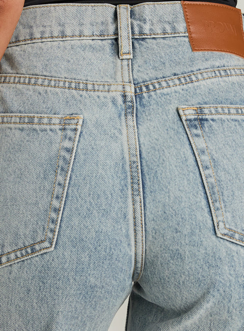 Fawcett High Rise Straight Leg Jeans Light Blue Wash