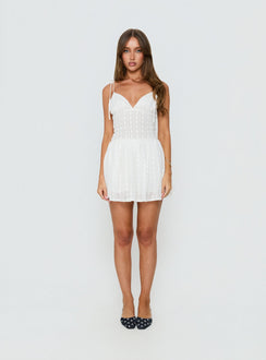 Solitary Ruched Tie Detail Romper White