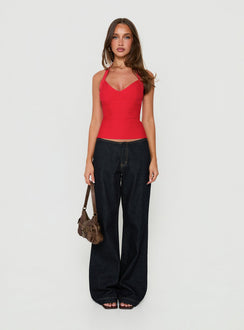 Sefina Bandage Halter Neck Top Red