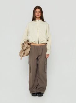 Chayden Cropped Canvas Bomber Jacket Cream