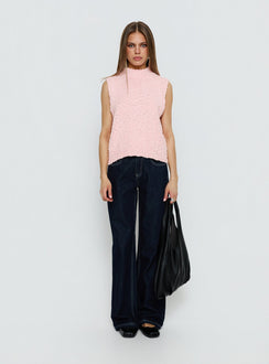 Lanette High Neck Sleeveless Top Soft Pink