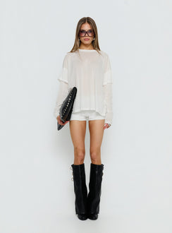 Settle Down Layered Long Sleeve Top White