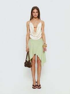   front view of model wearing Princess Polly Daelen Waterfall Midi Skirt Mint Midi Skirts Skirts 