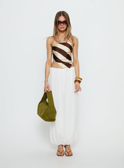 back view of model wearing Princess Polly Mirosa Balloon Leg Pants White Mid Rise Pants 