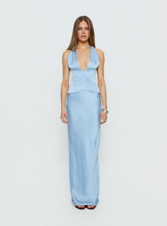 In A Trance Halter Corset Maxi Dress Blue