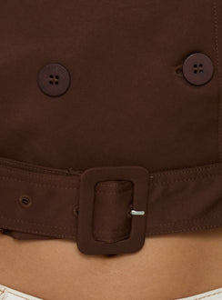 Blanc Cropped Trench Coat Chocolate
