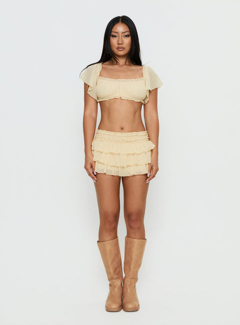 Iluminada Frill Crop Top Yellow