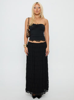 Brownie Points Lace Trim Strapless Top Black