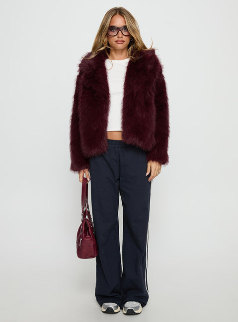 Liannah Faux Fur Jacket Red