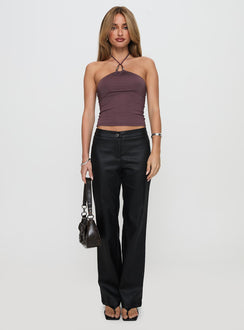 front view of model wearing Princess Polly Play The Tapes Pants Black 