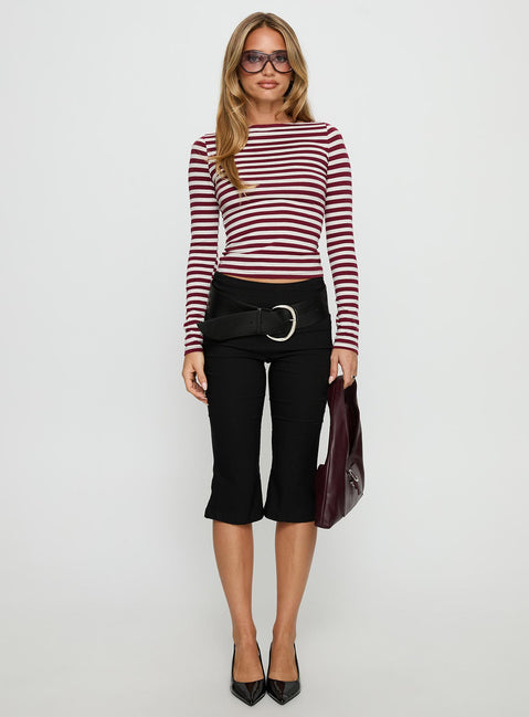 Derrica Long Sleeve Top Red / Grey Stripe