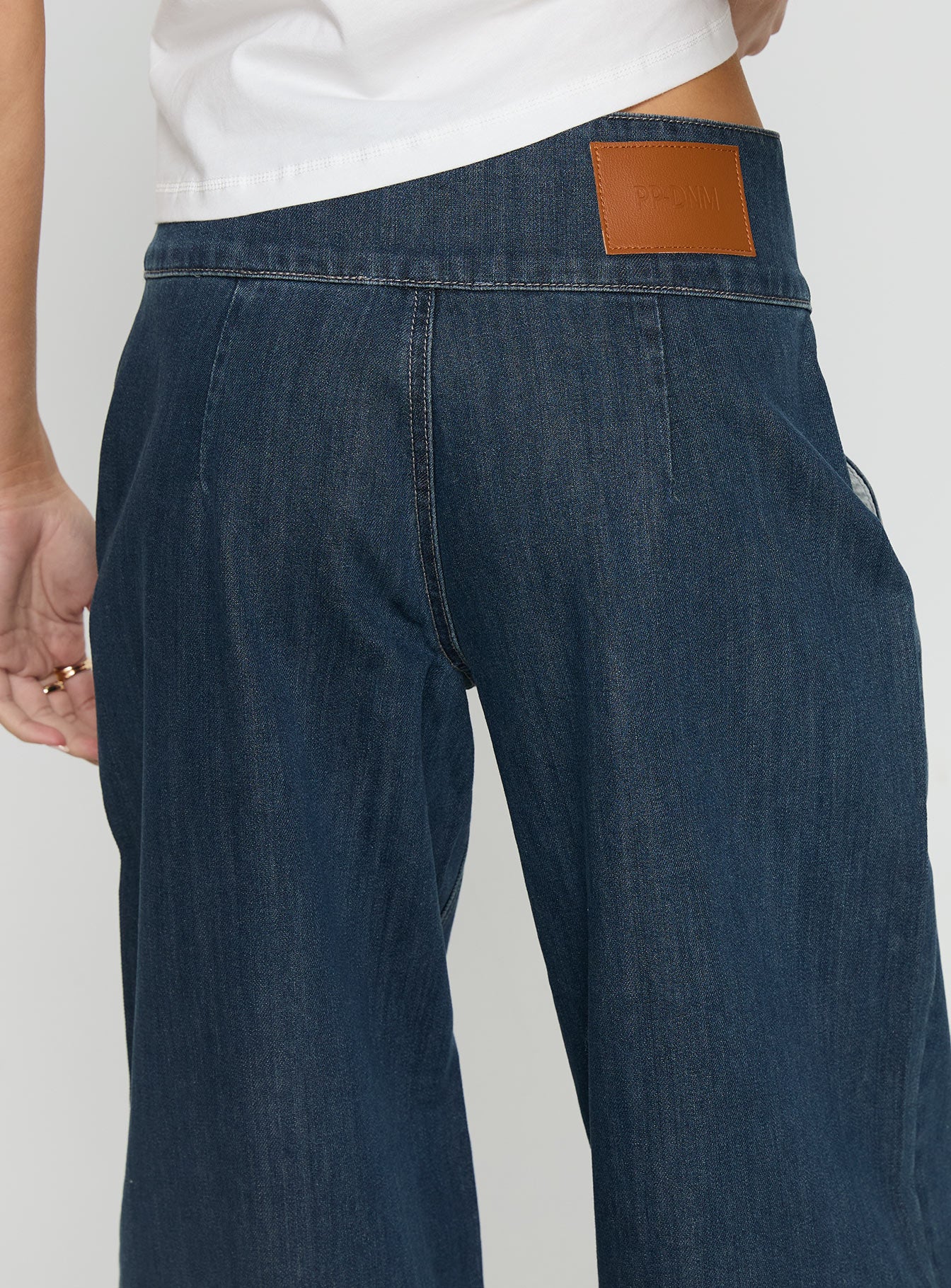 Nikoletta Foldover Jeans Dark Wash / Check Mid Rise Jeans Jeans 