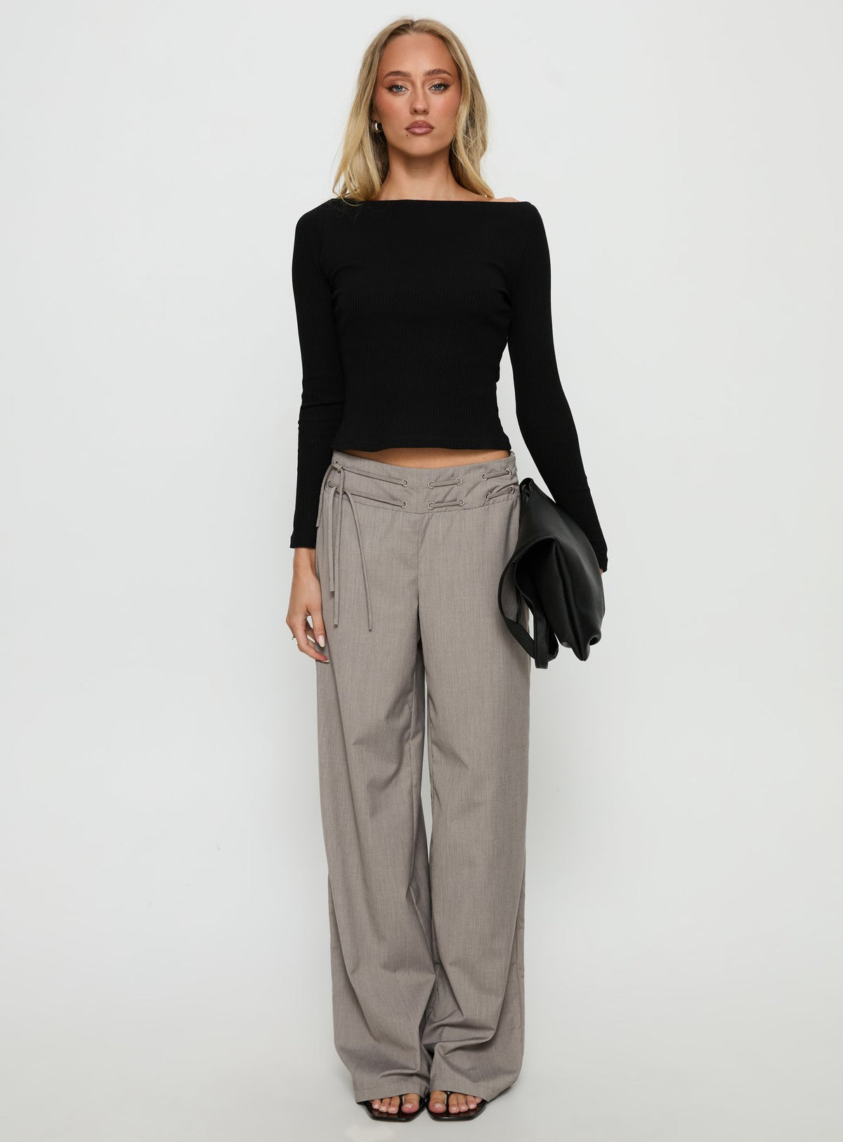Tashana Long Sleeve Boat Neck Top Black