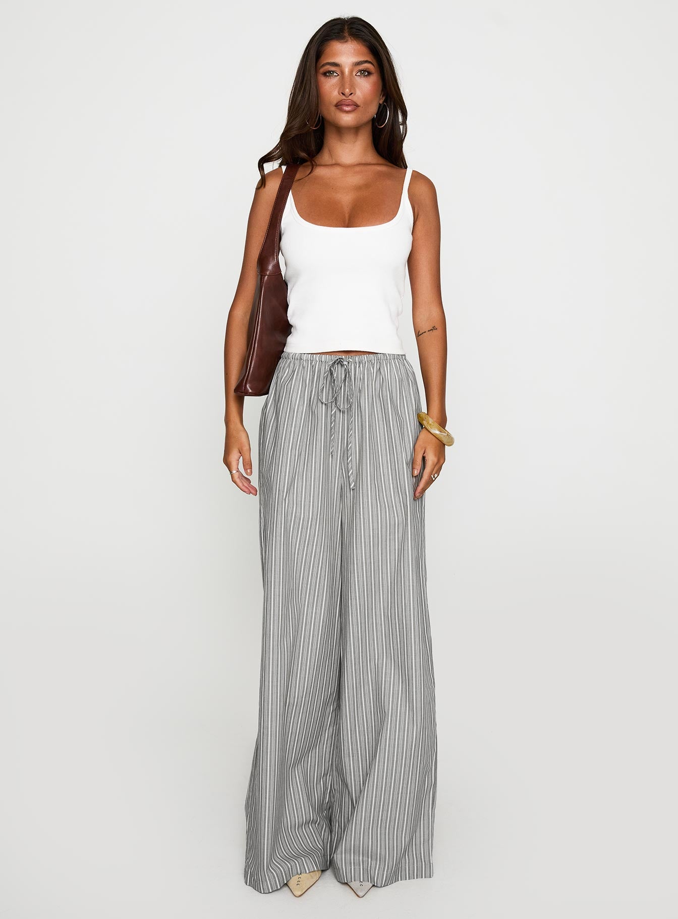 front view of model wearing Princess Polly Lucea Pants Multi High Waisted Pants 