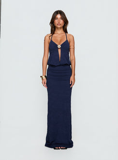 Sungold Halter Maxi Dress Navy