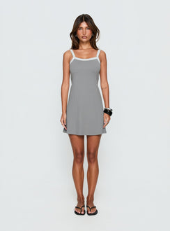 Toree Scoop Back Mini Dress Grey / White