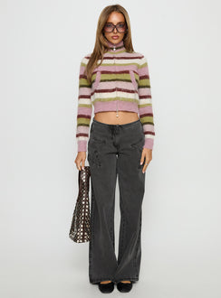 front view of model wearing Princess Polly Dolley Star Stitch Mid Rise Wide Leg Jean Grey Wash Mid Rise Jeans 