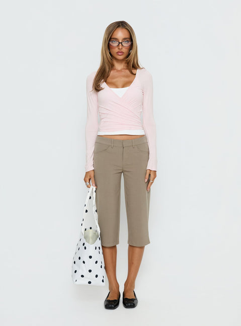 Sylka Long Sleeve Jersey Wrap Top Ballet Pink