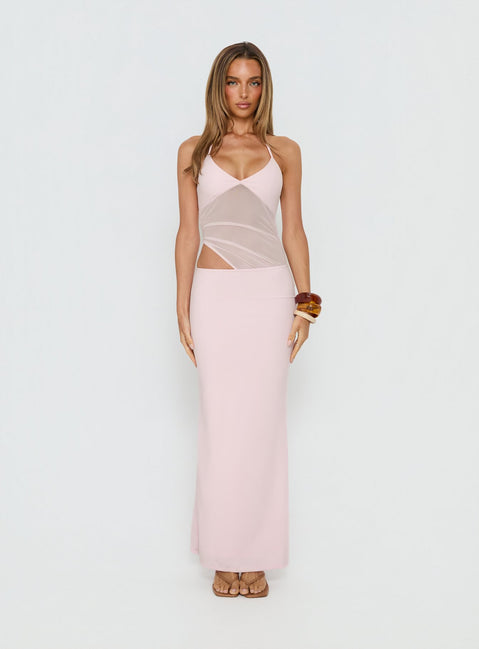 Afinity Sheer V Neck Maxi Dress Pink