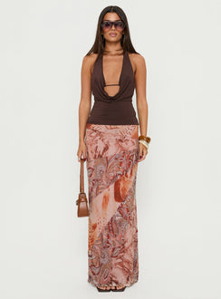   front view of model wearing Princess Polly Dorella Spliced Maxi Skirt Pink Multi 