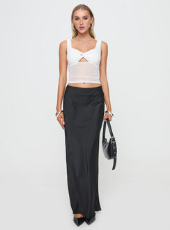 side view of model wearing Princess Polly Gita Top White Sleeveless Sweetheart 