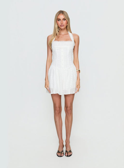 Candy Clouds Halter Playsuit White