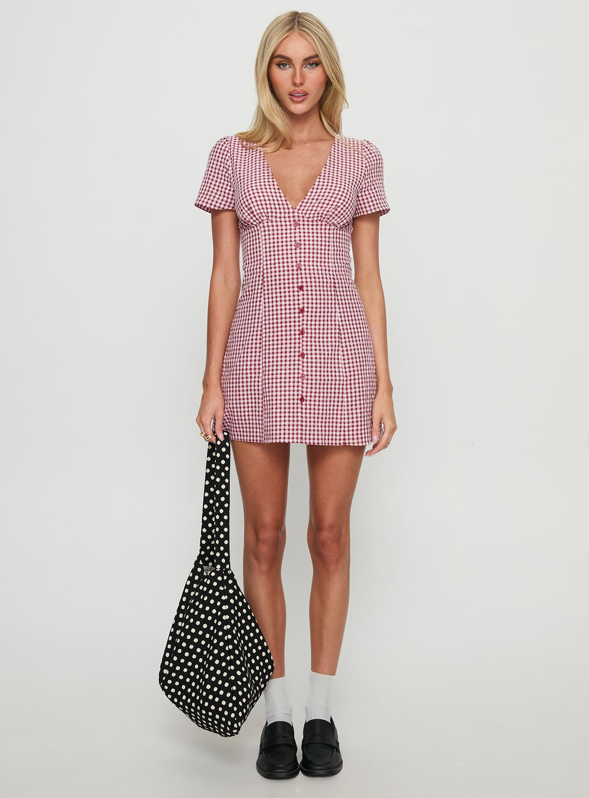 Loveliness Playsuit Red Check Tall